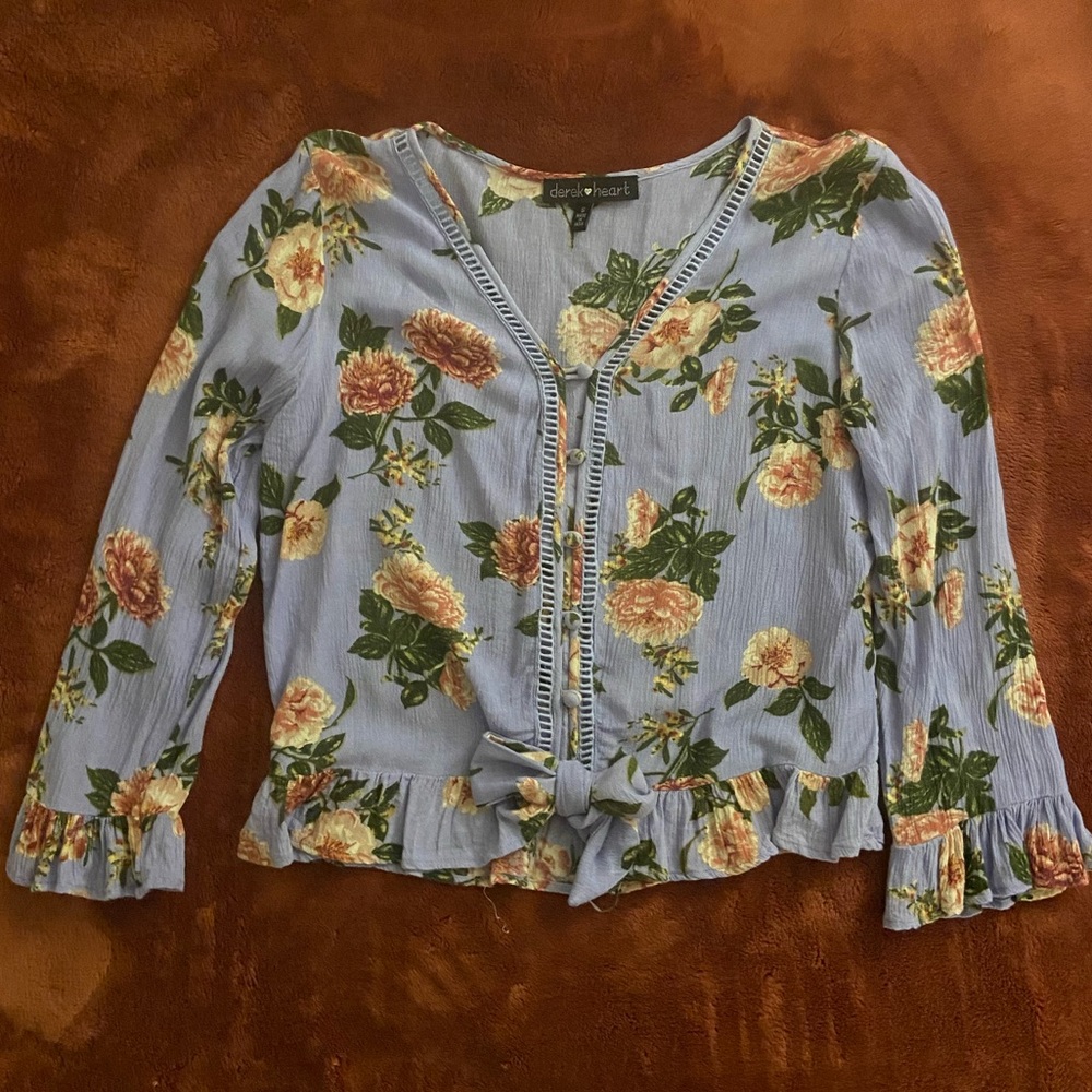 Lightweight Blue Floral Blouse
